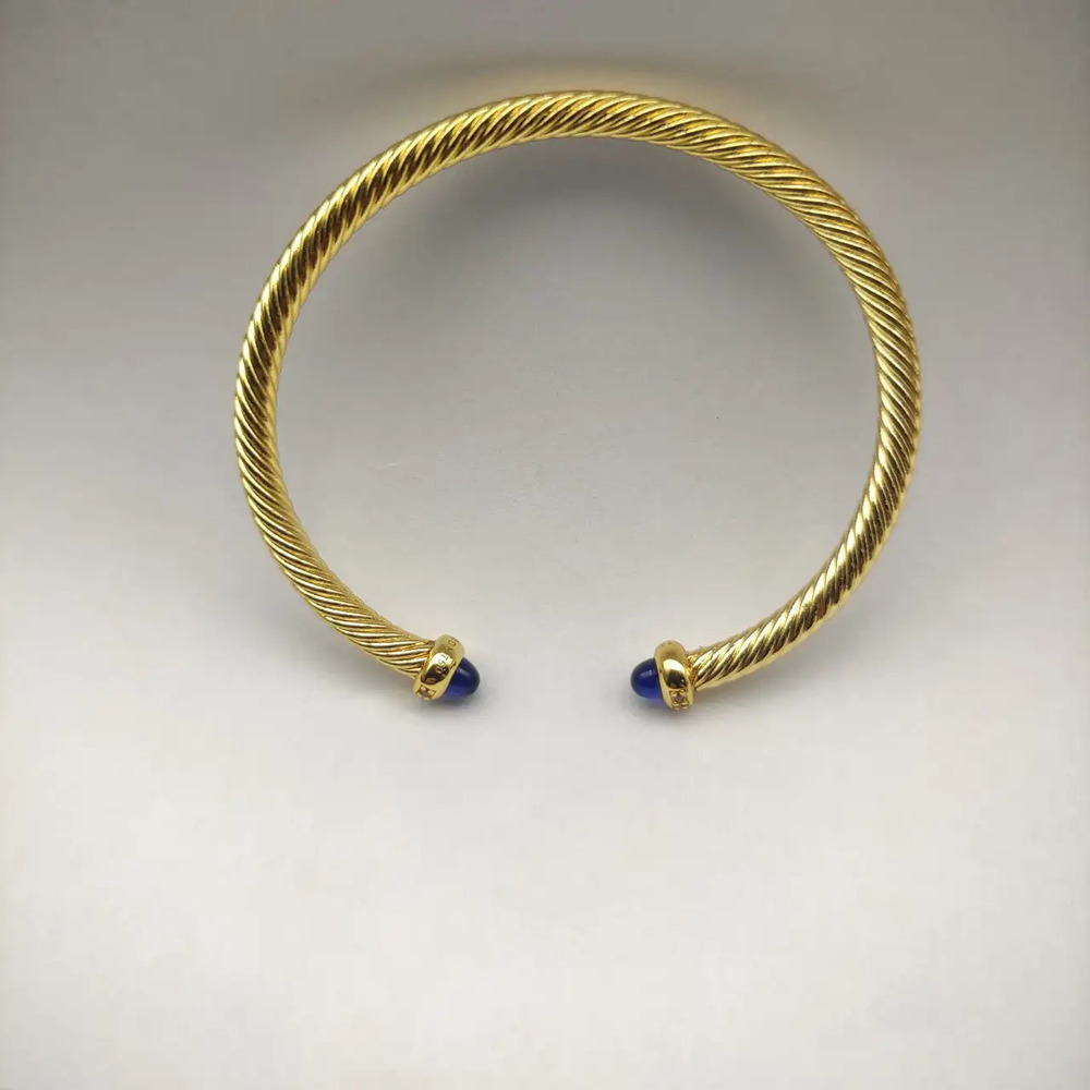 David Yurman 4mm Gold Sapphire Crystal Bracelet with Diamonds - Picture 5 of 6